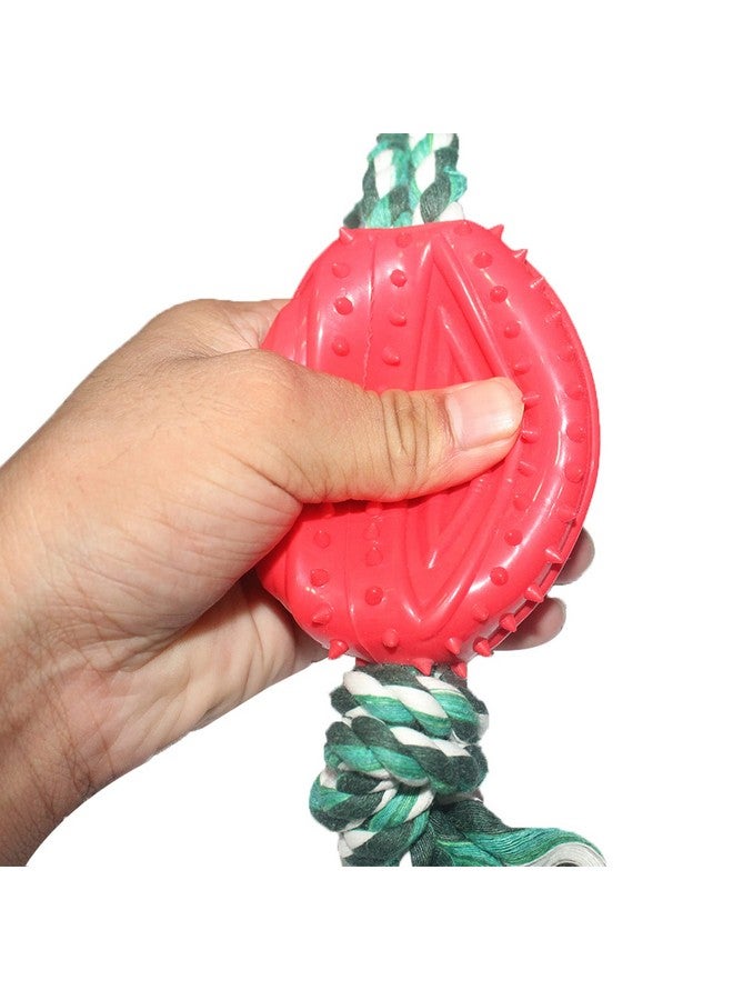 Dog Tpr Rubber Rugby Spike Ball Rope Toy For Puppy And Small Breed-Dog Interactive Ball For Training,Exercise And Reward Tool-Dog Toy For Fetch,Catch,Tough Rope Toy,Throw And Tug War(Blue)