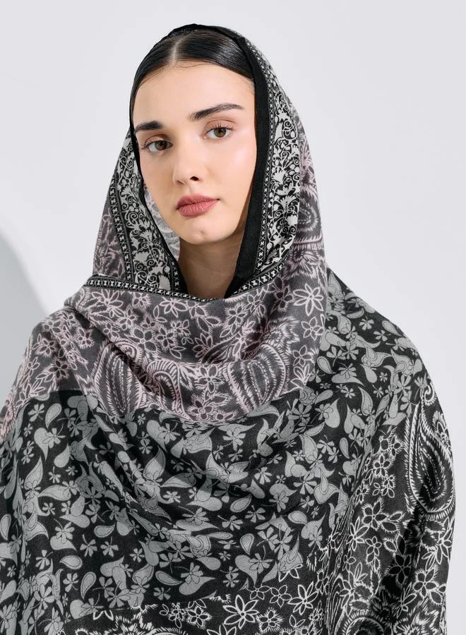 Amirah Black All Over Print Hijab 85x180 cm