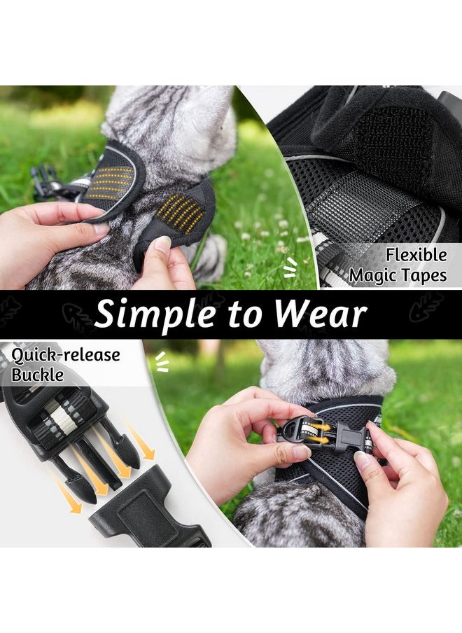 Rabbitgoo rabbitgoo Cat Harness and Leash Set for Walking Escape Proof, Adjustable Soft Kittens Vest with Reflective Strip for Cats, Comfortable Outdoor Vest, Black, S  - Image 1