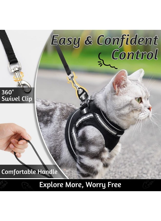 Rabbitgoo rabbitgoo Cat Harness and Leash Set for Walking Escape Proof, Adjustable Soft Kittens Vest with Reflective Strip for Cats, Comfortable Outdoor Vest, Black, S  - Image 4