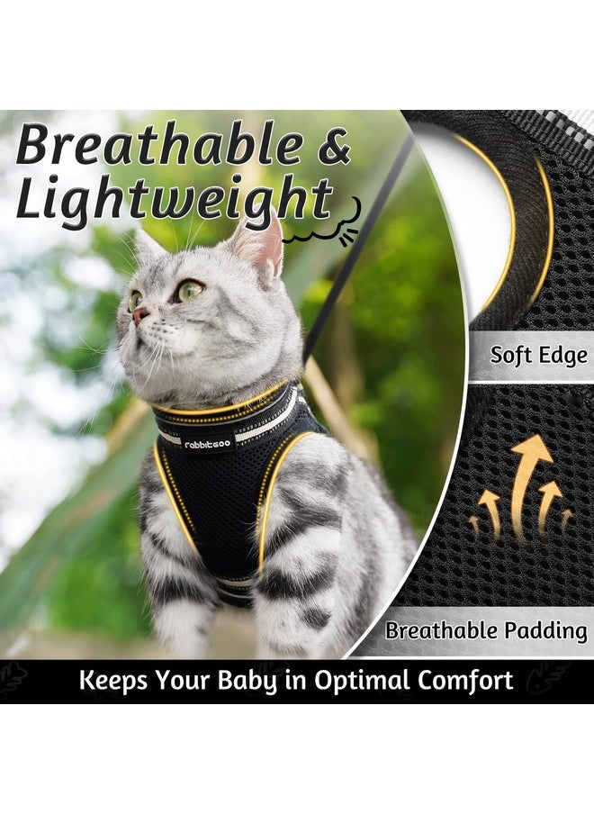 Rabbitgoo rabbitgoo Cat Harness and Leash Set for Walking Escape Proof, Adjustable Soft Kittens Vest with Reflective Strip for Cats, Comfortable Outdoor Vest, Black, S  - Image 2