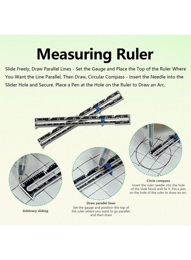 YAFIYGI YAFIYGI Sewing Rulers and Guides for Fabric 2 Pieces 5-in-1 Sliding Sewing Ruler Set Gauge Measuring Tool for Fabric Quilting Seam Guide Hemming Marker Knitting Crafting Tools Sewing Beginner Supplies  - Image 3