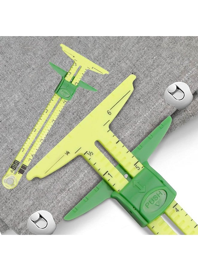 YAFIYGI YAFIYGI Sewing Rulers and Guides for Fabric 2 Pieces 5-in-1 Sliding Sewing Ruler Set Gauge Measuring Tool for Fabric Quilting Seam Guide Hemming Marker Knitting Crafting Tools Sewing Beginner Supplies  - Image 4