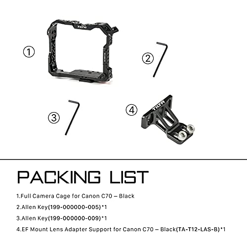 Tiltaing Full Camera Cage Compatible with Canon C70 – Black | Mount Accessories via NATO Rail, Arri Compatible Rosette, Cold Shoe Receivers, 1/4"-20 Threads with Locating Pins - Image 4