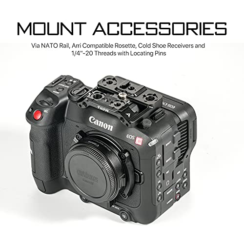 Tiltaing Full Camera Cage Compatible with Canon C70 – Black | Mount Accessories via NATO Rail, Arri Compatible Rosette, Cold Shoe Receivers, 1/4"-20 Threads with Locating Pins - Image 5