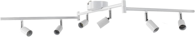 User friendly optimized build 6 Light LED Track Lighting Kit, Rotatable 90 Degree Lamp Head with GU10 Base Socket, Ideal for Bedroom Living Room Showroom Exhibition Hall Museum Cafe Restaurant Office (White) Elegant appearance - Image 1