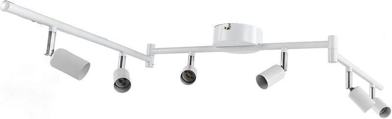 User friendly optimized build 6 Light LED Track Lighting Kit, Rotatable 90 Degree Lamp Head with GU10 Base Socket, Ideal for Bedroom Living Room Showroom Exhibition Hall Museum Cafe Restaurant Office (White) Elegant appearance - Image 2