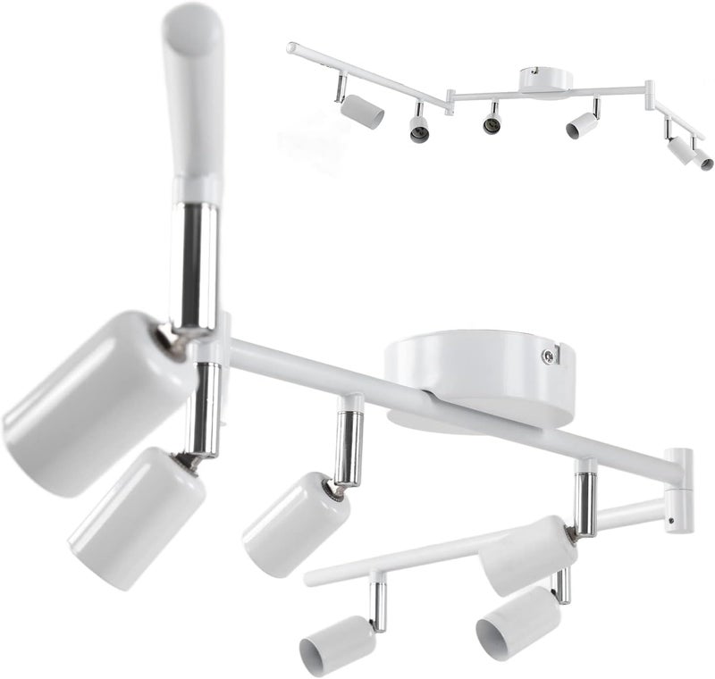 User friendly optimized build 6 Light LED Track Lighting Kit, Rotatable 90 Degree Lamp Head with GU10 Base Socket, Ideal for Bedroom Living Room Showroom Exhibition Hall Museum Cafe Restaurant Office (White) Elegant appearance - Image 3