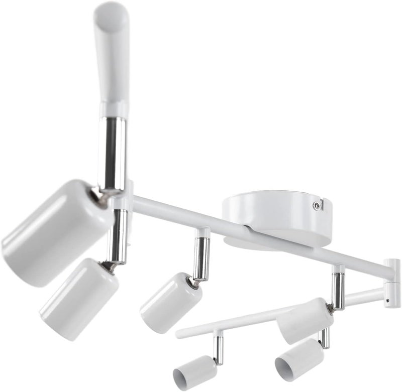 User friendly optimized build 6 Light LED Track Lighting Kit, Rotatable 90 Degree Lamp Head with GU10 Base Socket, Ideal for Bedroom Living Room Showroom Exhibition Hall Museum Cafe Restaurant Office (White) Elegant appearance - Image 4
