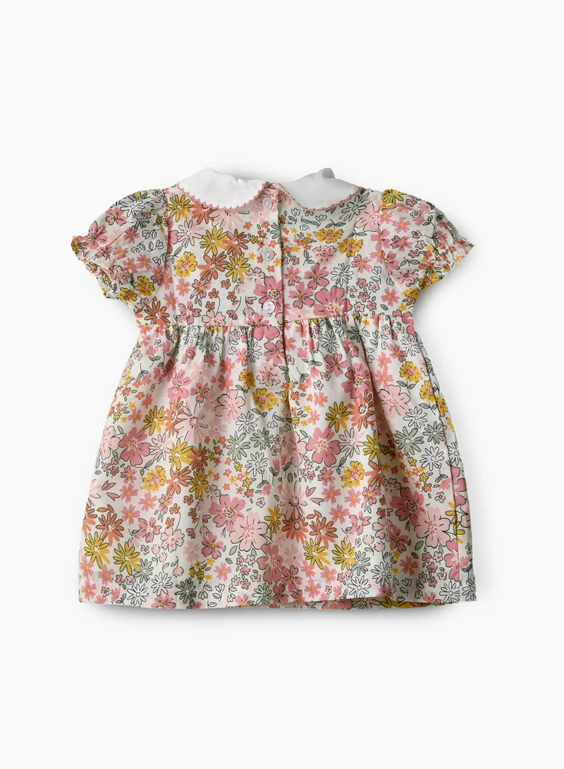 Jelliene Girls Floral Puff Sleeve Dress with Collar