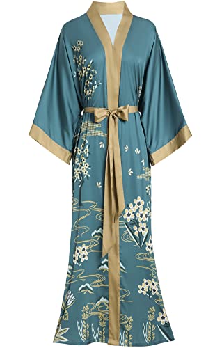 Aensso Long Soft Lightweight Silky Kimonos Robes for Women, Luxury Japanese Floral Womens Kimono Robe (Starry Night) - Image 1