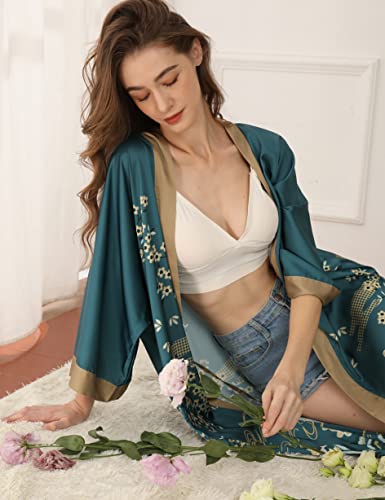 Aensso Long Soft Lightweight Silky Kimonos Robes for Women, Luxury Japanese Floral Womens Kimono Robe (Starry Night) - Image 5