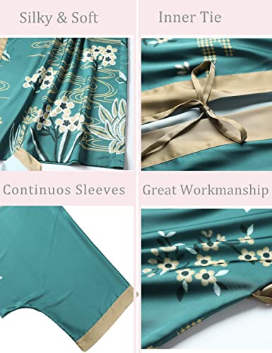 Aensso Long Soft Lightweight Silky Kimonos Robes for Women, Luxury Japanese Floral Womens Kimono Robe (Starry Night) - Image 3