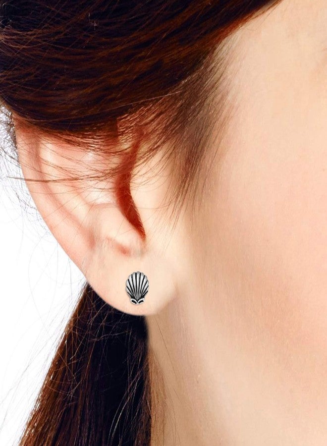 ايرافيدا أقراط إيرافيدا بيتش شيك بتصميم أصداف البحر من الفضة الإسترليني عيار 925 | أقراط فضية إسترليني بتصميم بسيط للنساء | أقراط بتصميم أصداف البحر | أقراط أنيقة - Image 5