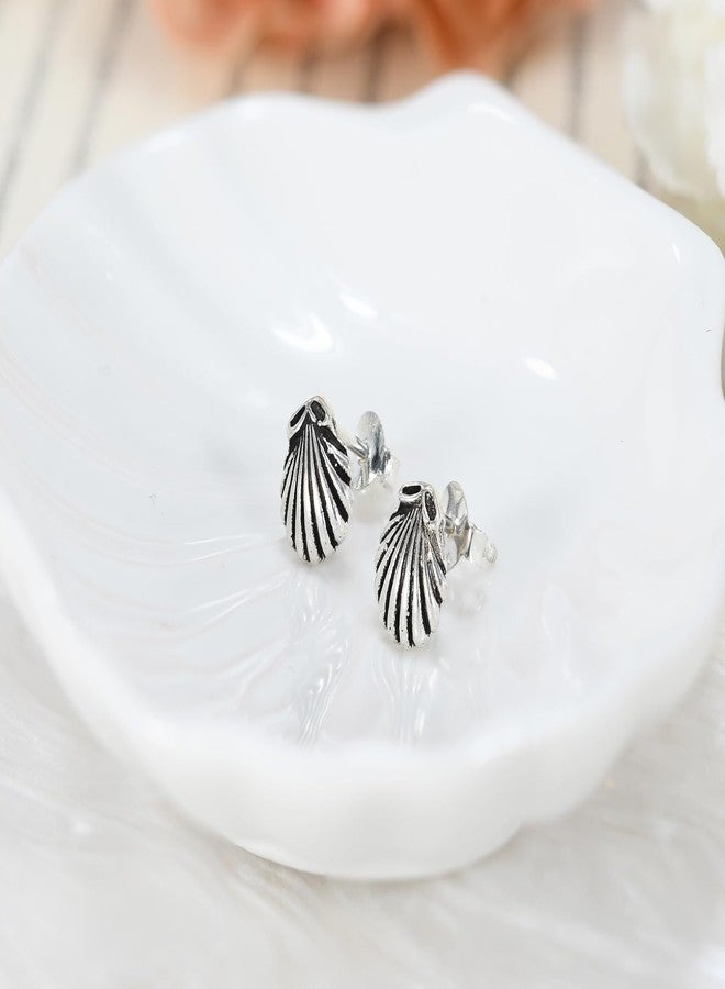 ايرافيدا أقراط إيرافيدا بيتش شيك بتصميم أصداف البحر من الفضة الإسترليني عيار 925 | أقراط فضية إسترليني بتصميم بسيط للنساء | أقراط بتصميم أصداف البحر | أقراط أنيقة - Image 3