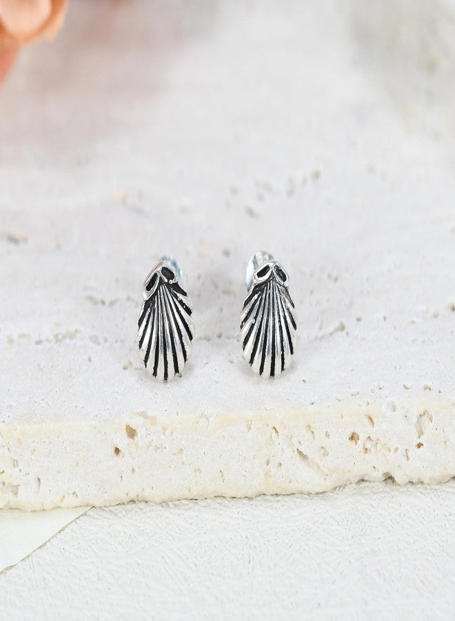 ايرافيدا أقراط إيرافيدا بيتش شيك بتصميم أصداف البحر من الفضة الإسترليني عيار 925 | أقراط فضية إسترليني بتصميم بسيط للنساء | أقراط بتصميم أصداف البحر | أقراط أنيقة - Image 2