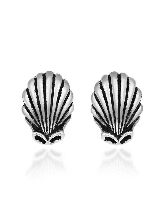 ايرافيدا أقراط إيرافيدا بيتش شيك بتصميم أصداف البحر من الفضة الإسترليني عيار 925 | أقراط فضية إسترليني بتصميم بسيط للنساء | أقراط بتصميم أصداف البحر | أقراط أنيقة - Image 1