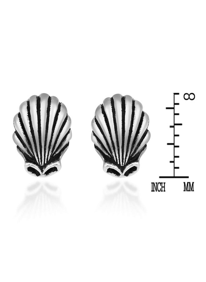 ايرافيدا أقراط إيرافيدا بيتش شيك بتصميم أصداف البحر من الفضة الإسترليني عيار 925 | أقراط فضية إسترليني بتصميم بسيط للنساء | أقراط بتصميم أصداف البحر | أقراط أنيقة - Image 4
