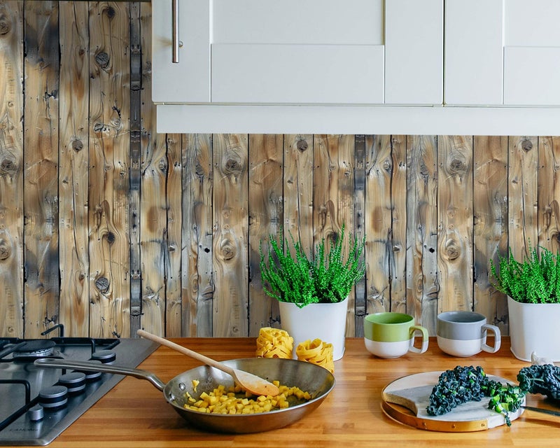 FLFK Rustic Wood Wallpaper,Peel and Stick Wood Grain Wall Mural for Living Room, Bedroom, Kitchen, Office, Apartment Decor 16"x128" - Image 3