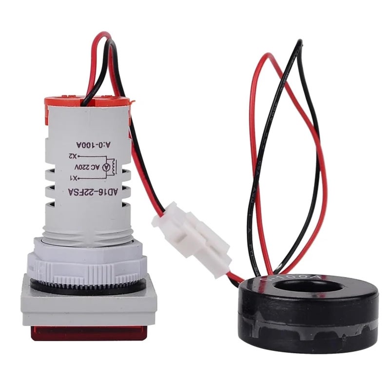 Square Digital Ammeter AC 220V 0 100A Current Monitor Tester Red Display - Image 5