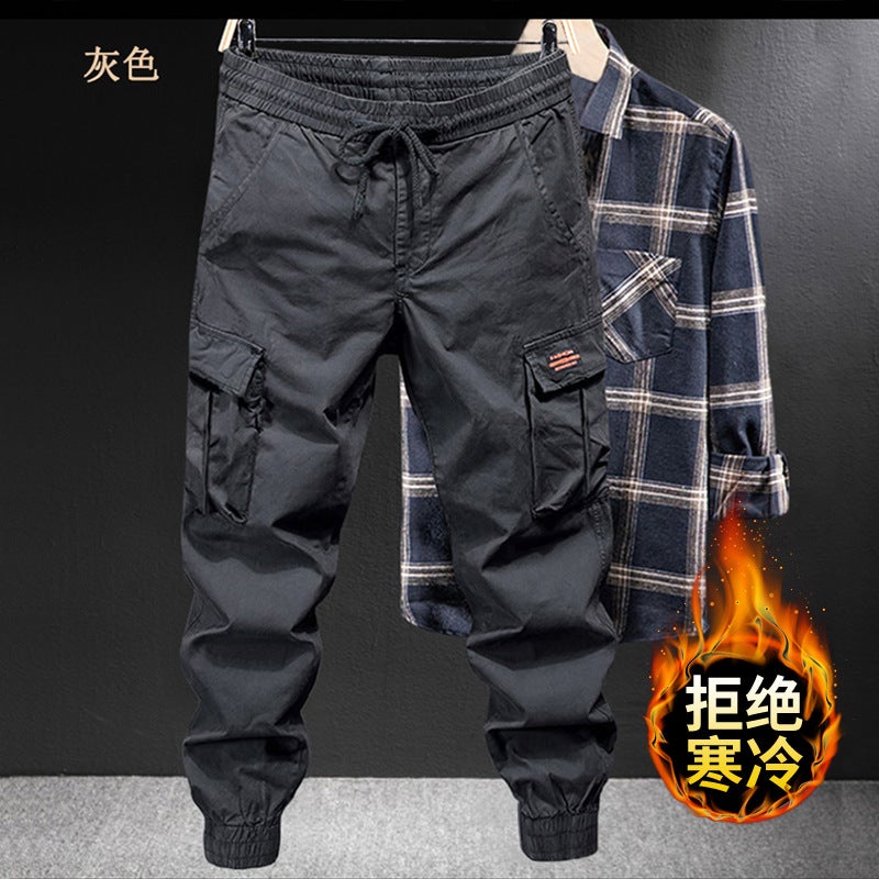 23 autumn and winter New fleece-lined warm fashion all-match popular men's ankle-tied wear-resistant casual sweatpants wide - Image 4