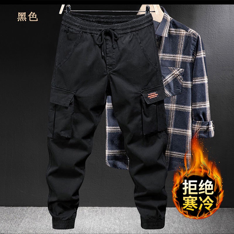 23 autumn and winter New fleece-lined warm fashion all-match popular men's ankle-tied wear-resistant casual sweatpants wide - Image 3