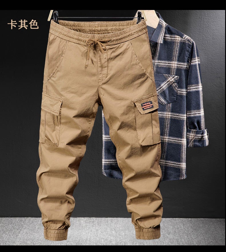 23 autumn and winter New fleece-lined warm fashion all-match popular men's ankle-tied wear-resistant casual sweatpants wide - Image 1