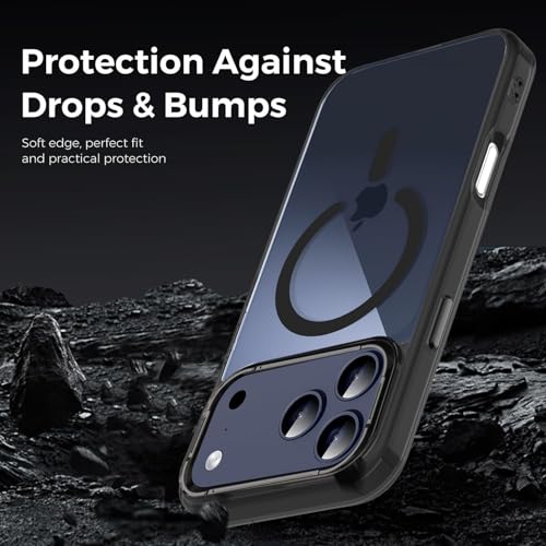 VONZEE Translucent Clear Back Cover Compatible with (iPhone 17 Pro Max Case)(2025), PC Shockproof Scratch Resistant, Non-Yellowing, Support Mag-Safe Wireless Magnetic Charging - Black|6.9'' - Image 5