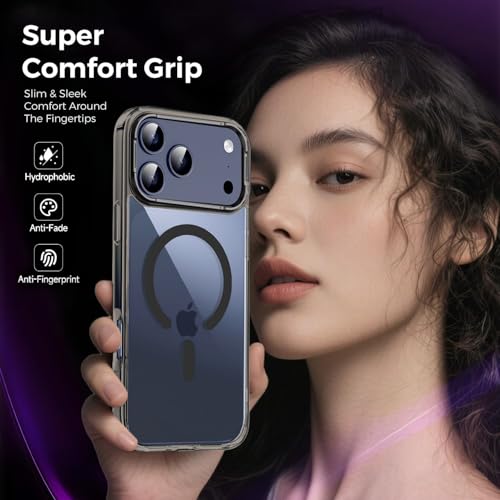 VONZEE Translucent Clear Back Cover Compatible with (iPhone 17 Pro Max Case)(2025), PC Shockproof Scratch Resistant, Non-Yellowing, Support Mag-Safe Wireless Magnetic Charging - Black|6.9'' - Image 4