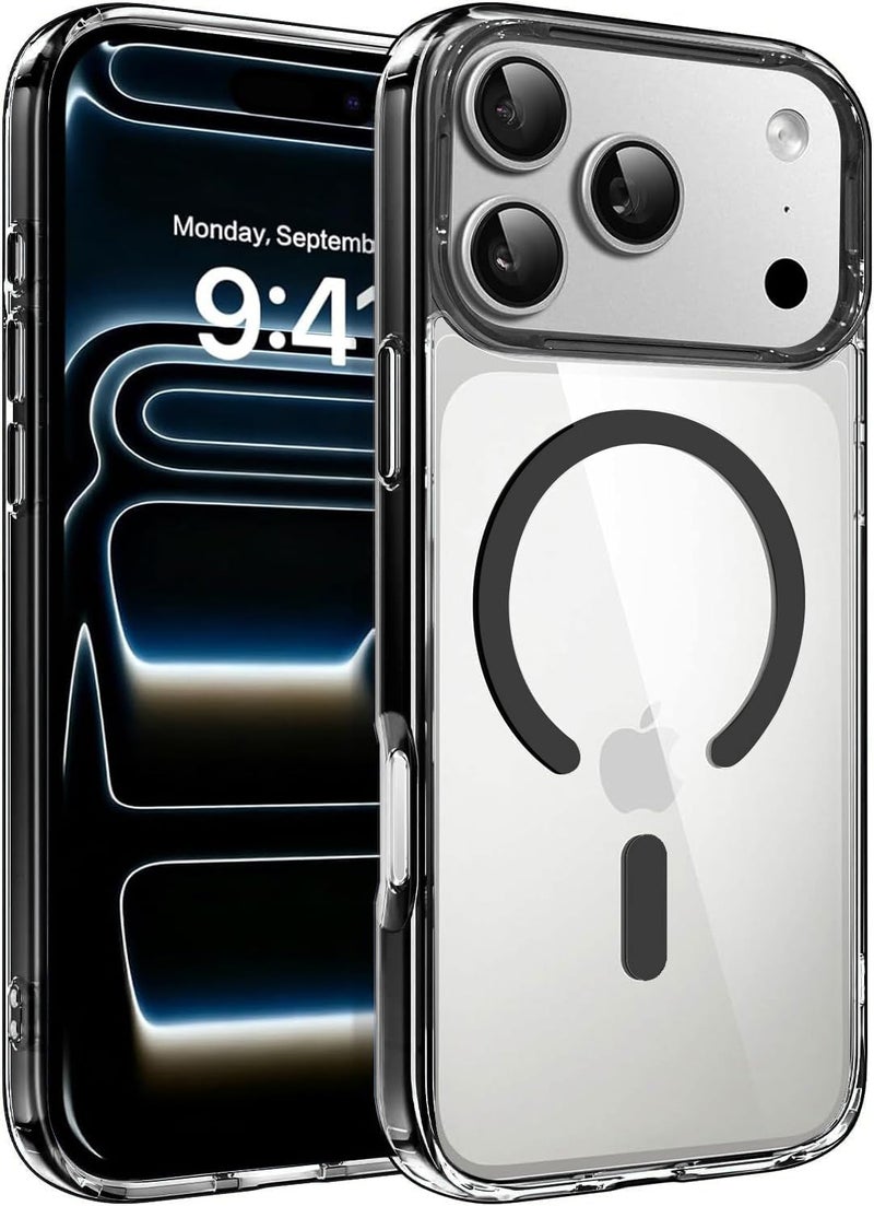 VONZEE Translucent Clear Back Cover Compatible with (iPhone 17 Pro Max Case)(2025), PC Shockproof Scratch Resistant, Non-Yellowing, Support Mag-Safe Wireless Magnetic Charging - Black|6.9'' - Image 1