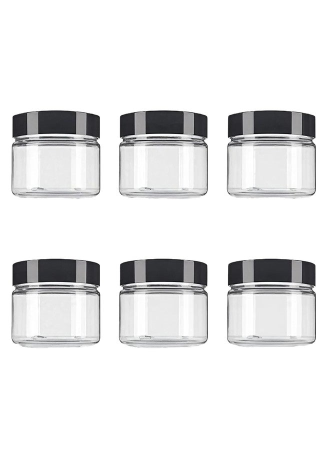 SYBL 8 oz Clear Round Plastic Jars with Black Cap Empty Sample Storage Containers for Cosmetic Lotion Facial Cream Mask Pack of 6 - Image 1