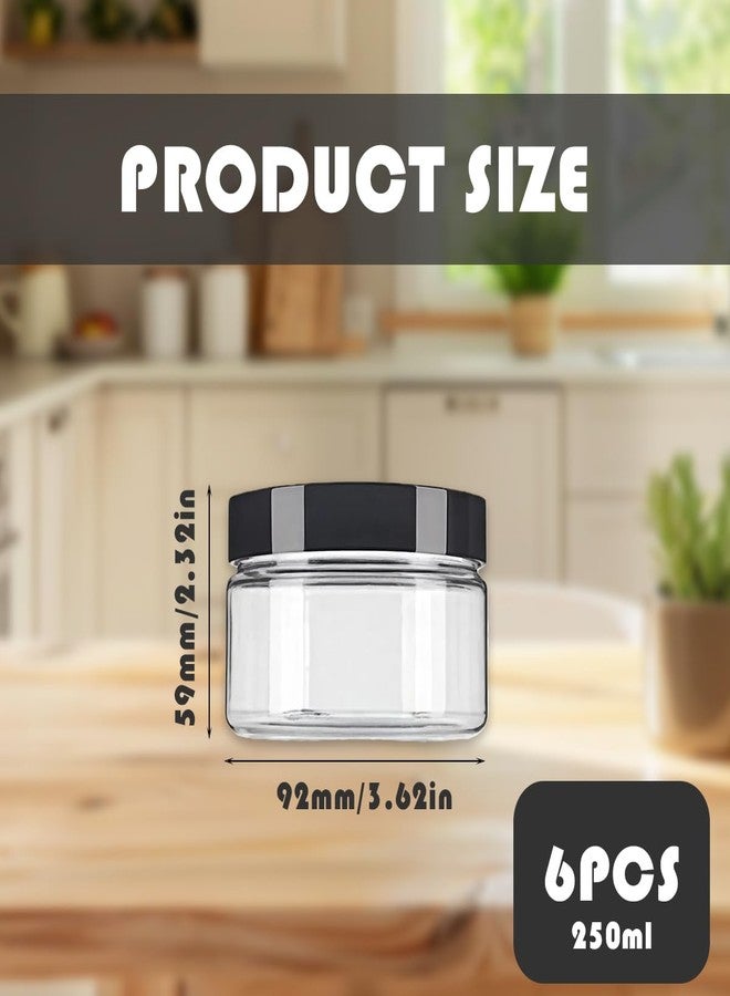 SYBL 8 oz Clear Round Plastic Jars with Black Cap Empty Sample Storage Containers for Cosmetic Lotion Facial Cream Mask Pack of 6 - Image 2