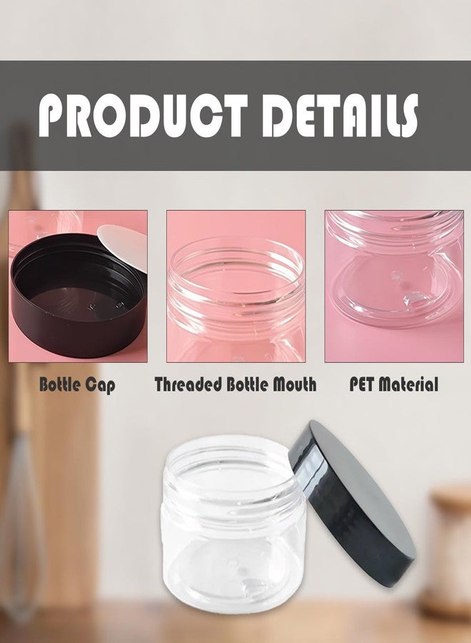 SYBL 8 oz Clear Round Plastic Jars with Black Cap Empty Sample Storage Containers for Cosmetic Lotion Facial Cream Mask Pack of 6 - Image 4