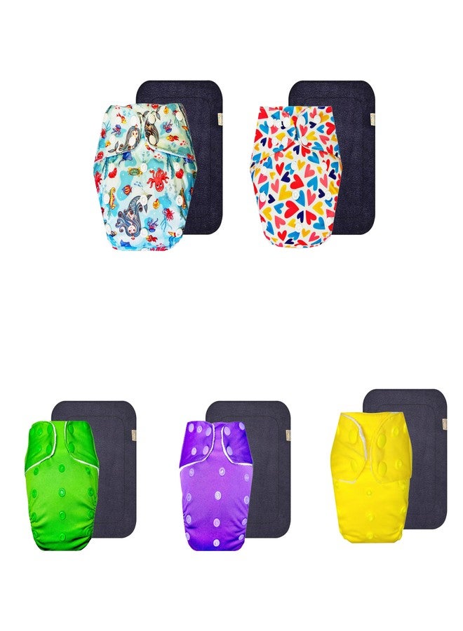 حفاضات دمبلدو القماشية الممتازة مع حشوة رمادية (عبوة من 5) | ملائمة تمامًا | مانعة للتسرب | سهلة التنظيف | موثوق بها من قبل الأمهات | من 3 أشهر إلى 3 سنوات | للجنسين - Image 1