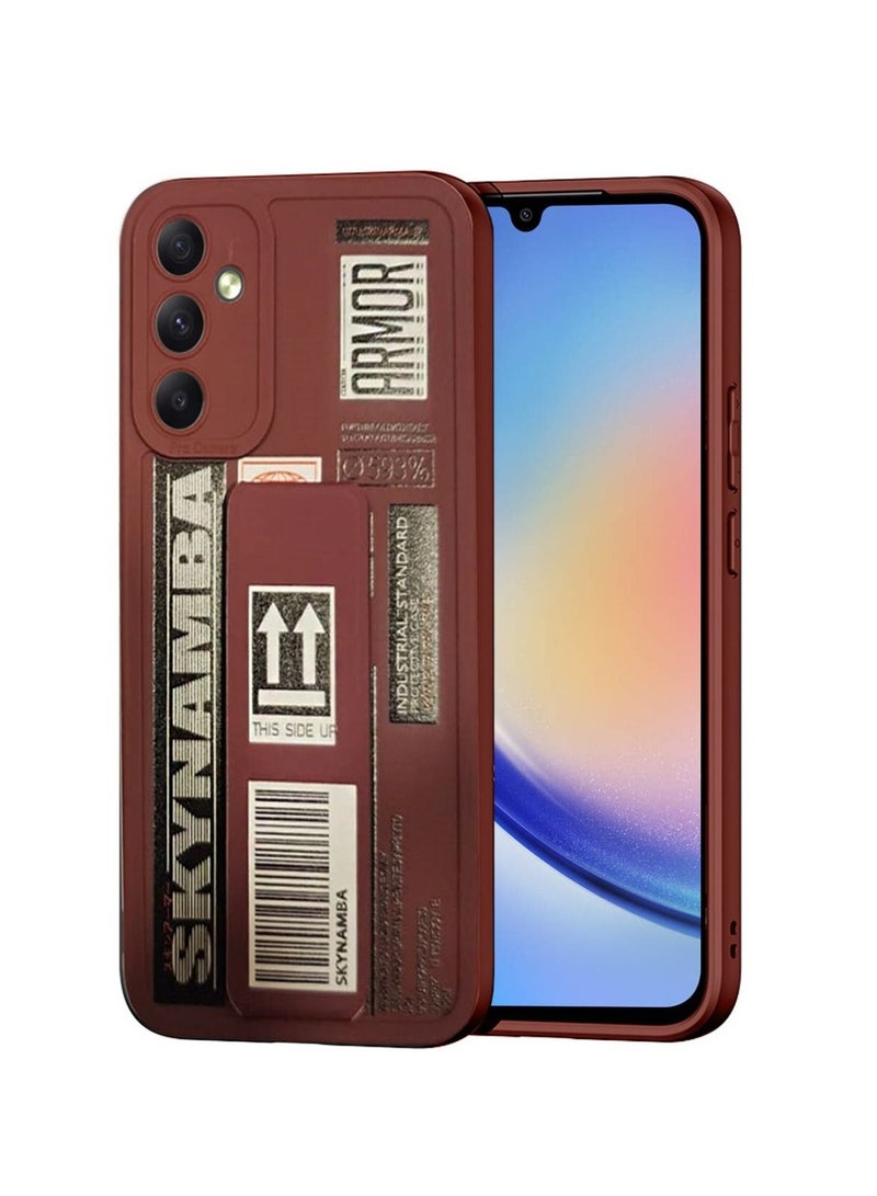 Techie غطاء حماية بمقبض يدوي مغناطيسي من السيليكون لهاتف سامسونج جالاكسي A34 - كستنائي - Image 1