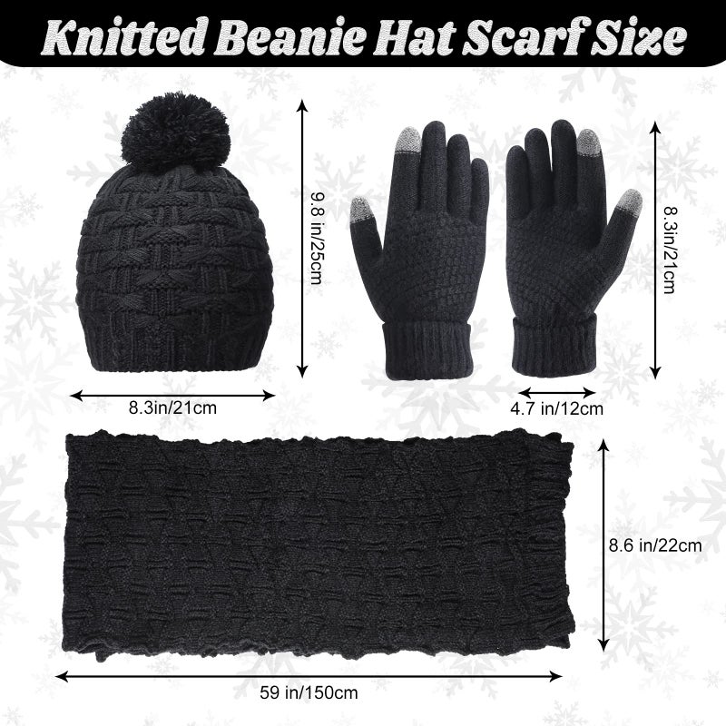 JenPen Women Winter Hats Scarf and Gloves Set for Women Including Ear Covers Cold Weather Scarves Hats Knit Beanie Scarf Glove(Pink) - Image 2