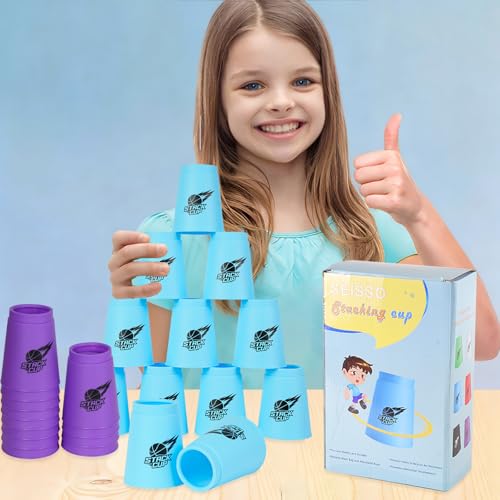 SEISSO Quick Stack Cups 24PCS Stacking Cups Training Game for School Family Party Kids Gifts Starter Set of Stacking CupBlue Purple - Image 5