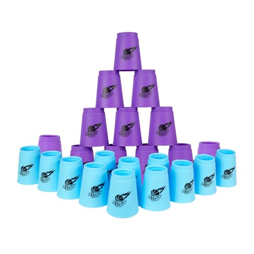 SEISSO Quick Stack Cups 24PCS Stacking Cups Training Game for School Family Party Kids Gifts Starter Set of Stacking CupBlue Purple - Image 1
