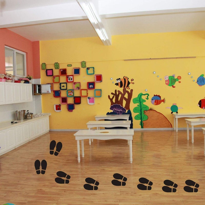Finduat 20 Pairs 40 Prints Black Shoe Footprint Stickers Decals, Floor Wall Stairs to Guide Directions for School, Dance Studio, Floor Stickers Party Decoration - Image 3