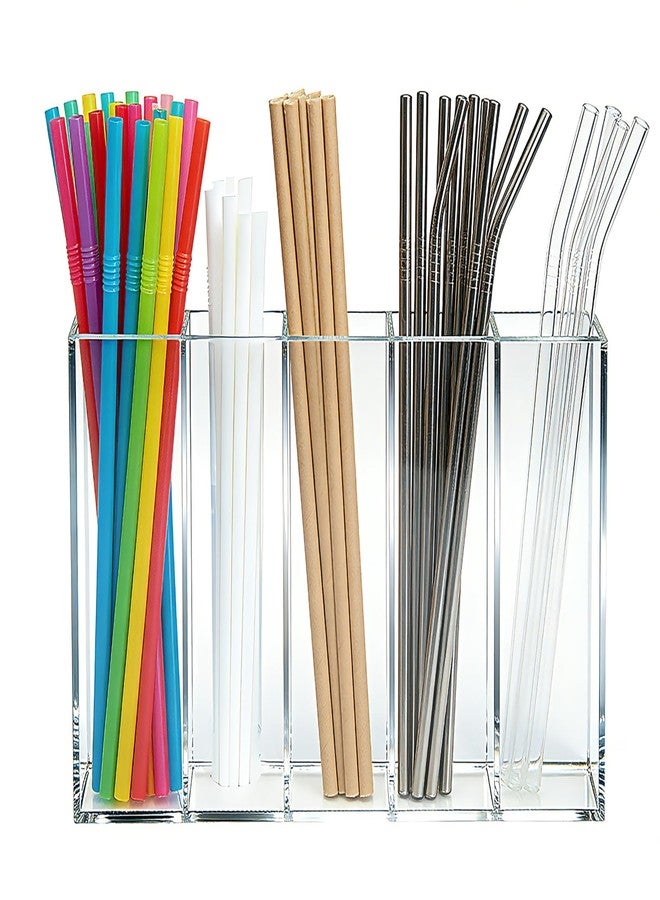 Pesilo 9.5'' Large Acrylic Straw Holder for Cabinet Door, Reusable Tumbler Straw Organizer with Ultra Sticky Adhesive Strips, Straw Storage for Kitchen Cupboard Kitchen Accessories Container - Image 1