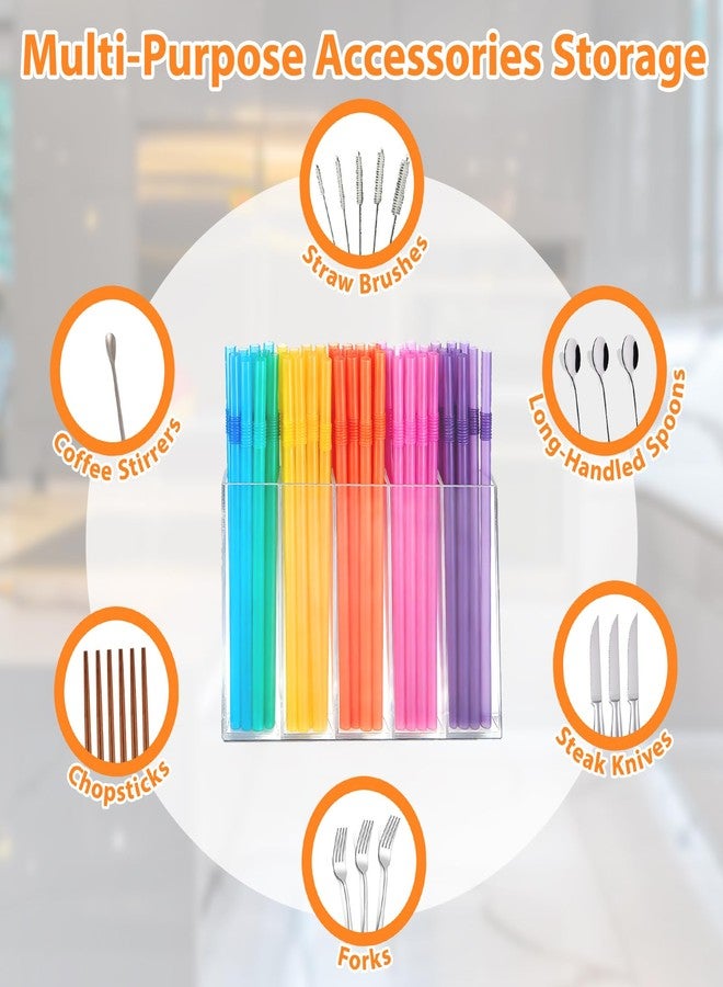 Pesilo 9.5'' Large Acrylic Straw Holder for Cabinet Door, Reusable Tumbler Straw Organizer with Ultra Sticky Adhesive Strips, Straw Storage for Kitchen Cupboard Kitchen Accessories Container - Image 5