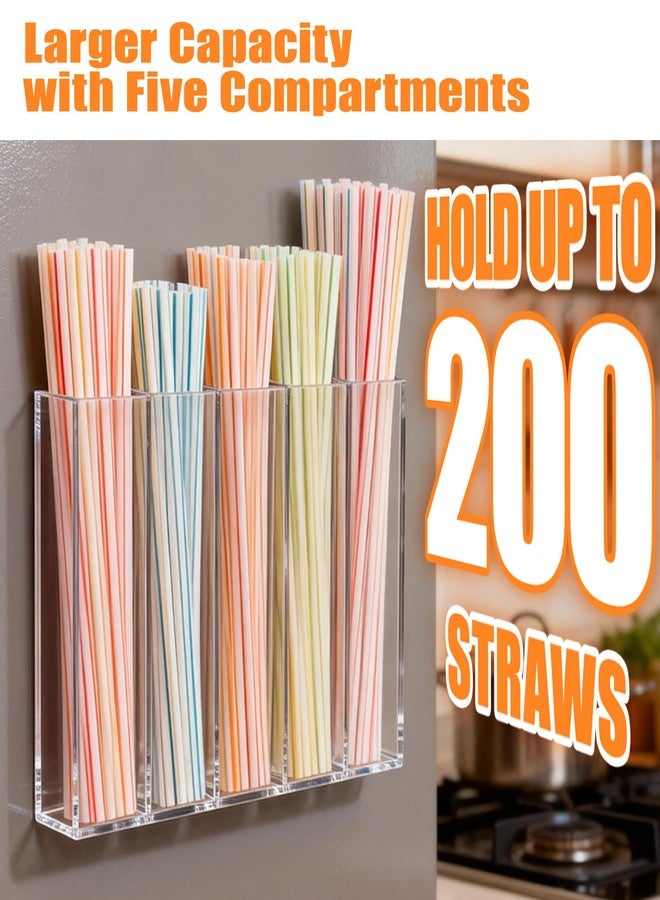 Pesilo 9.5'' Large Acrylic Straw Holder for Cabinet Door, Reusable Tumbler Straw Organizer with Ultra Sticky Adhesive Strips, Straw Storage for Kitchen Cupboard Kitchen Accessories Container - Image 3