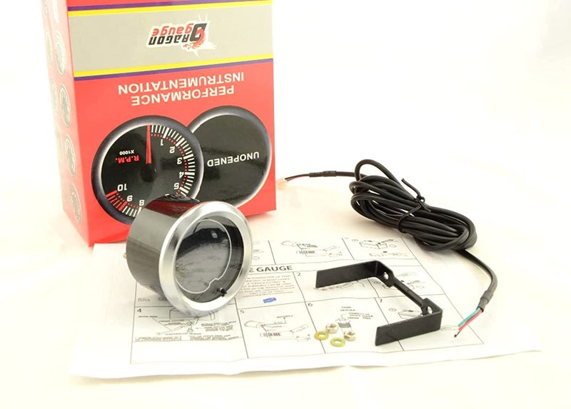 LEVANLIGHT Black 7 Color LED Display Elec 0-9999 RPM Tachometer Tacho Gauge for 4/6/8 Cylinder Gas Powered Engines | 7 Adjustable Color LED | Dual Digital Analog Output|2-1/16" 52mm - Image 4