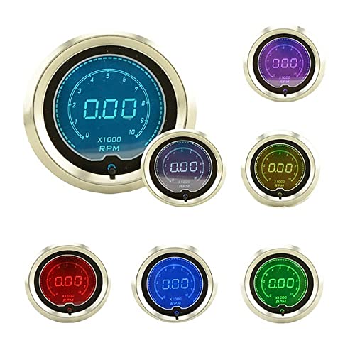 LEVANLIGHT Black 7 Color LED Display Elec 0-9999 RPM Tachometer Tacho Gauge for 4/6/8 Cylinder Gas Powered Engines | 7 Adjustable Color LED | Dual Digital Analog Output|2-1/16" 52mm - Image 5