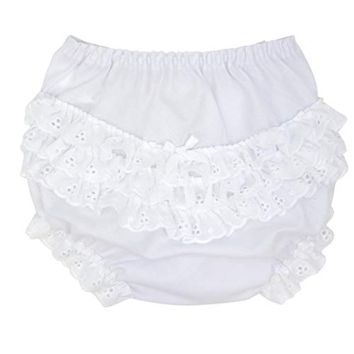 IC Collections I.C. Collections Baby Girls White Batiste Rumba White Diaper Cover Baby GirL Ruffle Butts-Baby Bloomers-Toddler for Under Dress- Size L - Image 4