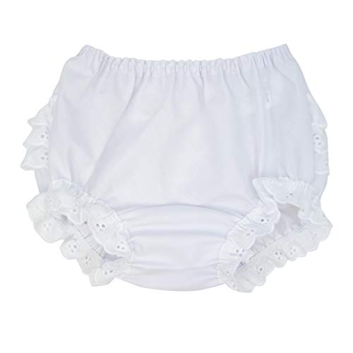 IC Collections I.C. Collections Baby Girls White Batiste Rumba White Diaper Cover Baby GirL Ruffle Butts-Baby Bloomers-Toddler for Under Dress- Size L - Image 2