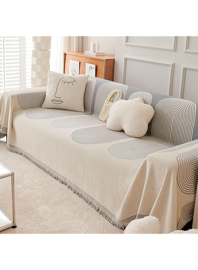 Green Tiger غطاء أريكة شنيلا مزدوج الجوانب، غطاء أريكة شنيلا قابل للعكس، منشفة أريكة شنيلا مزدوجة الجوانب، واقي أريكة مرن، أغطية أريكة ناعمة (رمادي، 180 * 180 سم) - Image 1