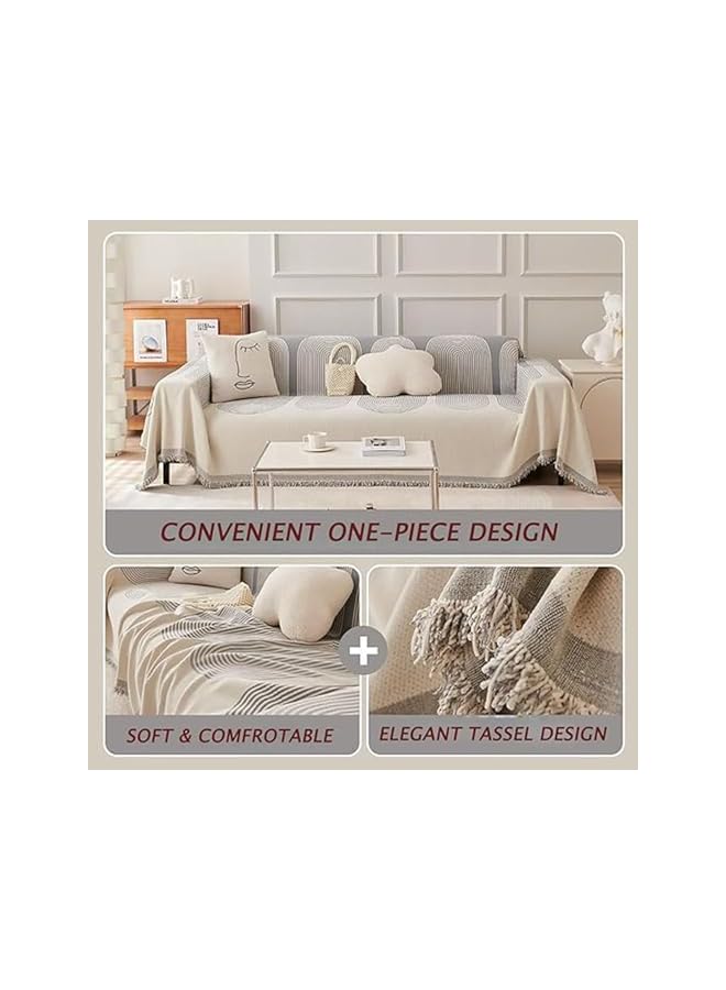 Green Tiger غطاء أريكة شنيلا مزدوج الجوانب، غطاء أريكة شنيلا قابل للعكس، منشفة أريكة شنيلا مزدوجة الجوانب، واقي أريكة مرن، أغطية أريكة ناعمة (رمادي، 180 * 180 سم) - Image 2