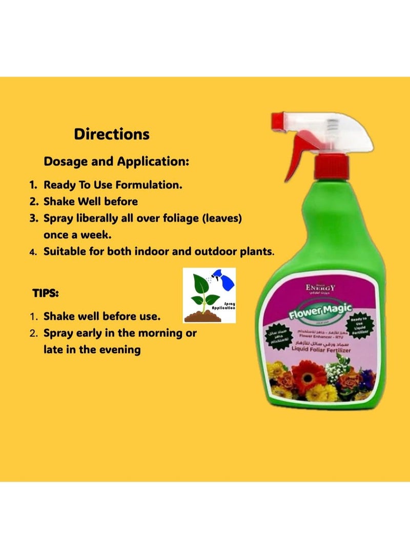 Desert Energy, Flower Magic, liquid foliar fertilizer for plants, 750ml. Ready to use - Image 3