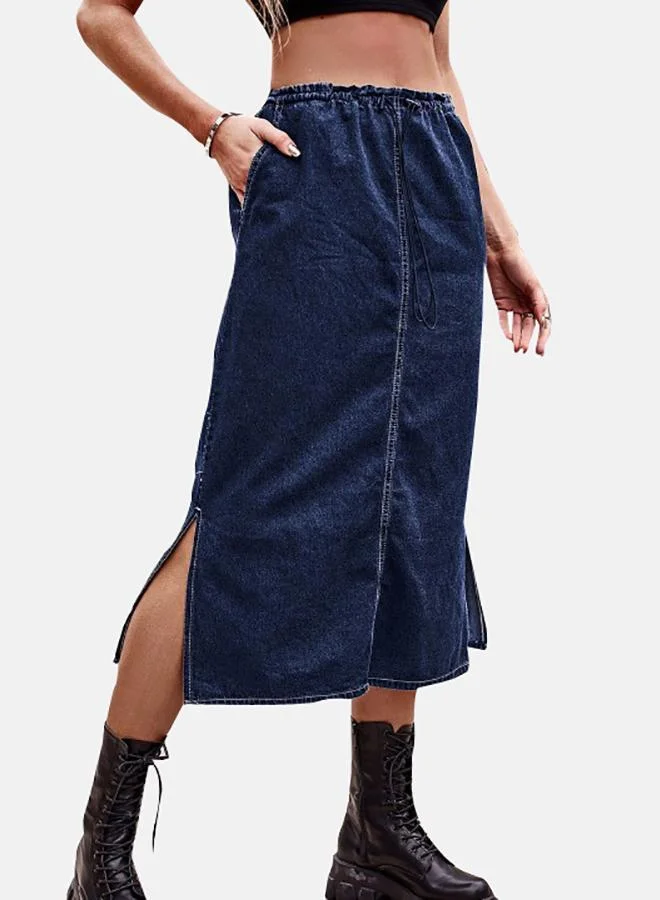 يونيكي Blue Denim Midi Skirts